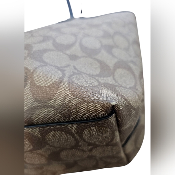 Coach Signature Varsity Stripe City Zip Leather PVC In Khaki/watermelon/navy. - Picture 6 of 14